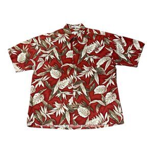 Pierre Cardin Tropical Palm Hawaiian Floral Print Cotton Lawn Shirt Size XL